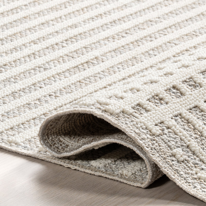 Yulia Geometric Bands Machine Washable Area Rug, Rectangle 5'3" x 7'7"