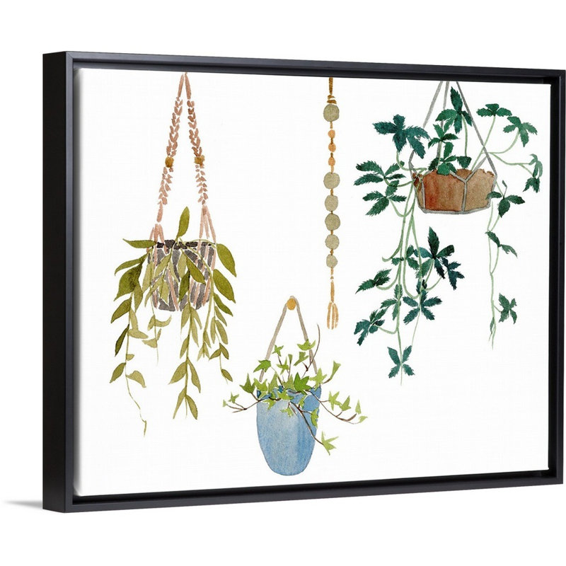 «Hanging Greens I», art mural sur toile, H 13 po x l 16 po, Toile avec cadre noir