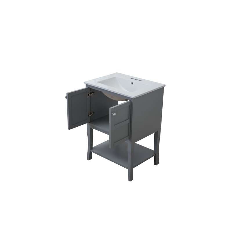 Lucin Single Bathroom Vanity with Ceramic Top, Gray