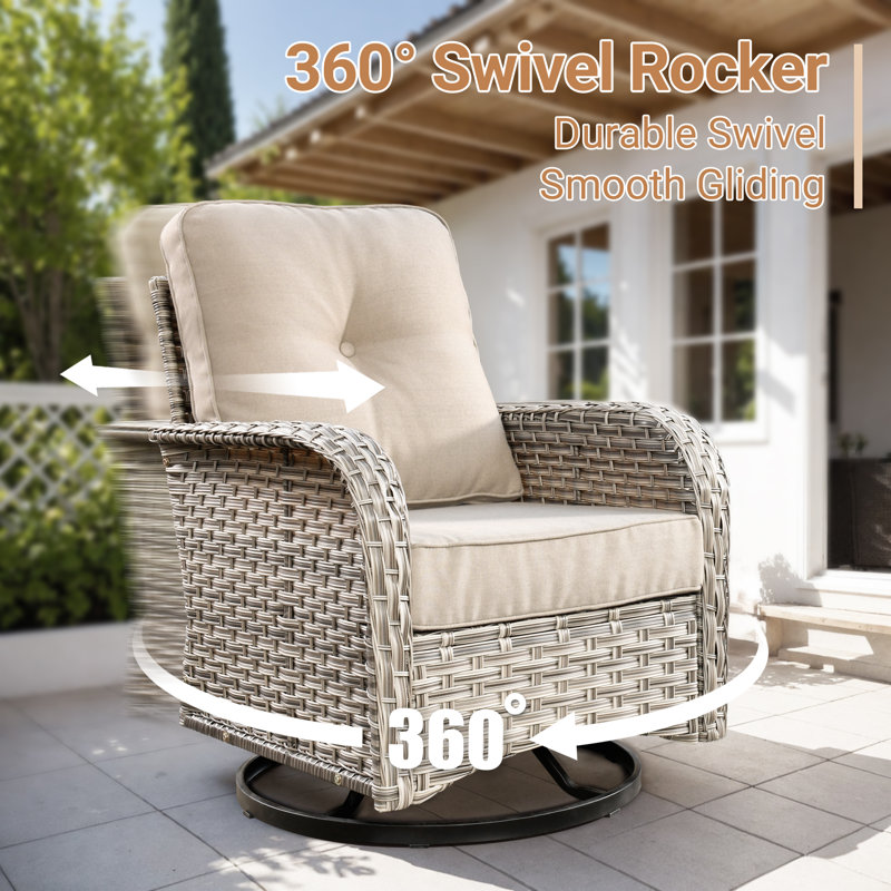Ensemble de conversation avec canapé 6 pièces avec foyer et coussins Carolle, Beige