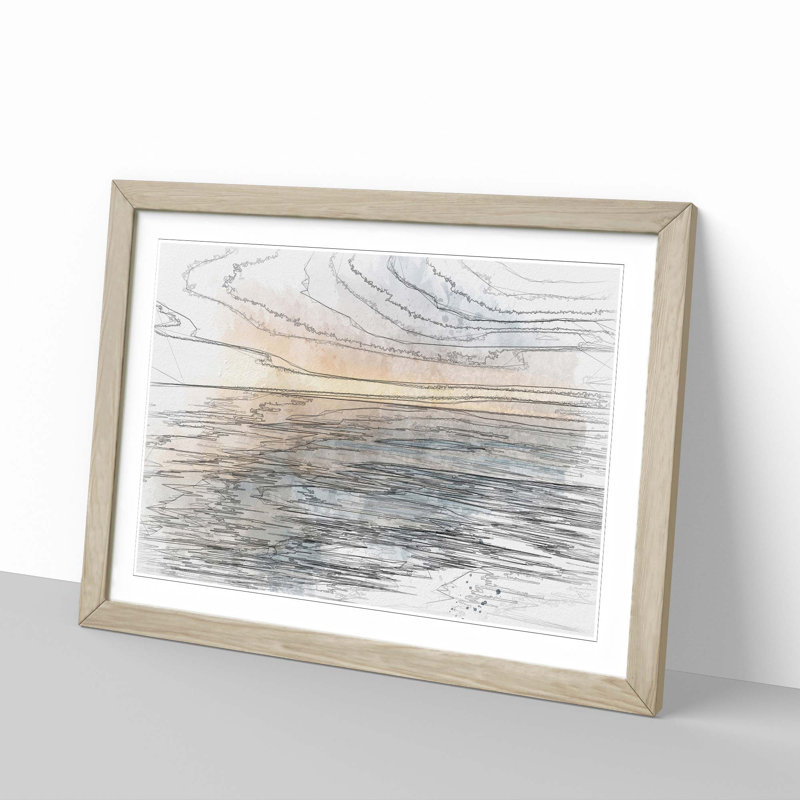 Tranquil Lake Michigan in Abstract - Framed Print, 35cm H x 50cm W x 2cm D, Oak