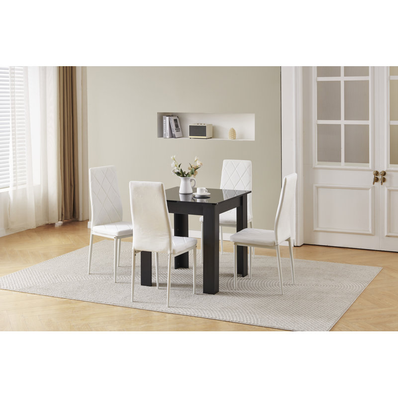 Dining Set, White Velvet Chairs#4