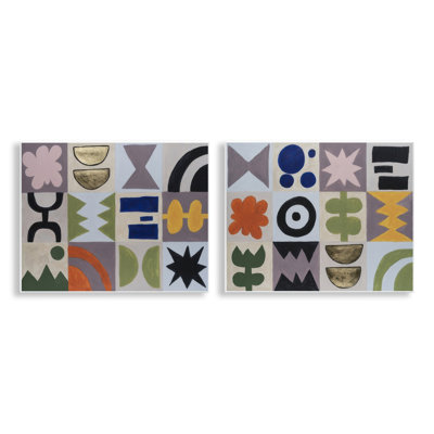 «Bohemian Shapes Squares», ensemble de 2 plaques murales par Michael Willett
