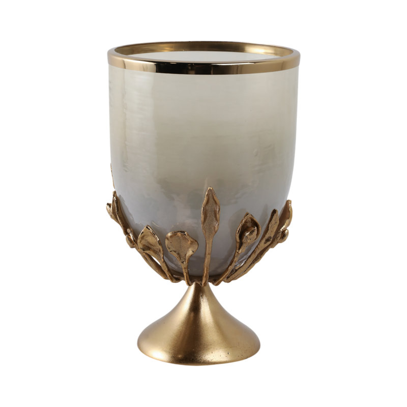 Sagebrook Home Eaves Glass And Metal Hurricane, 15" H x 9" W x 9" D