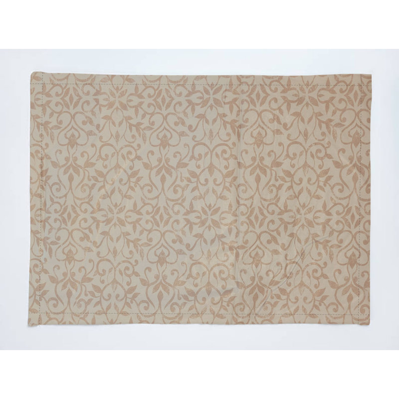 Alik Dining Linen Set, Floral Vine Beige