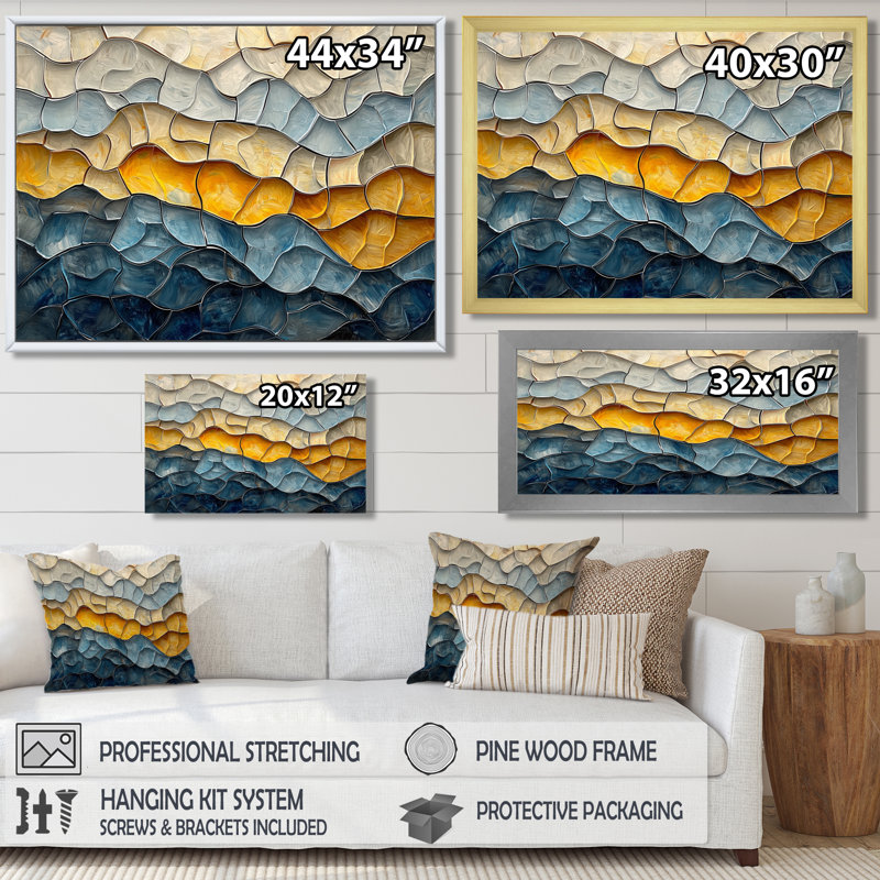 «Waves», art mural mural, Reproduction encadrée d'une seule photo, H 12 po x l 20 po, Blanc