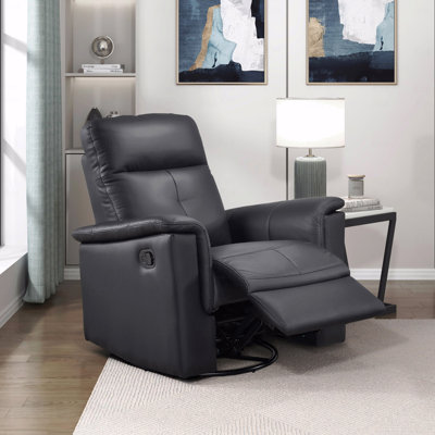 Avec fauteuil inclinable et pivotant en cuir noir, fauteuil inclinable et pivotant, fauteuil de luxe, fauteuil confortable 1 pièce, confort moelleux