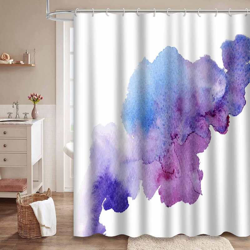 Rideau de douche bleu imperméable, rideaux de douche pour la salle de bain avec 12 crochets, L 72 po x l 72 po