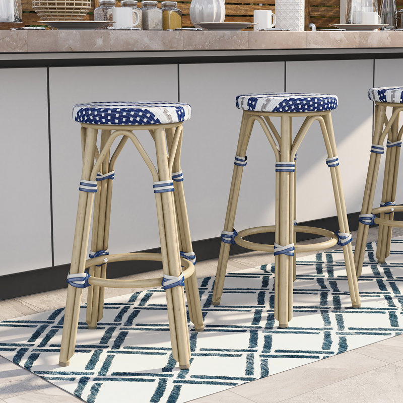 Tabouret de bar Arduino, 26", Blanc / Gris / Bleu marine
