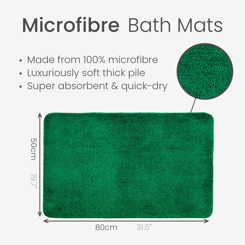 Jordan Microfibre Non Slip Bath Mat, Dark Green