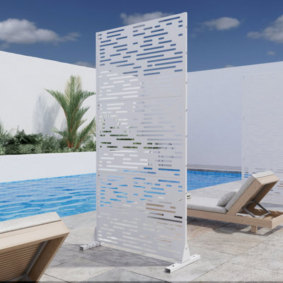 Niamh White Metal Privacy Screen Fence Panel