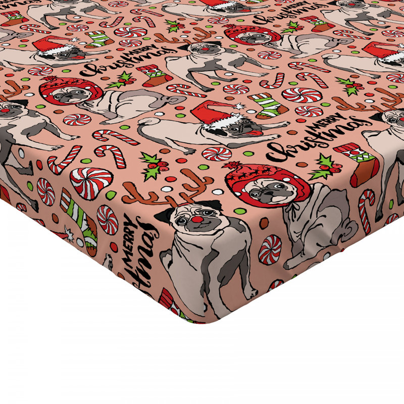 Microfiber Paisley Fitted Sheet, Twin XL Fitted Sheet, Pug