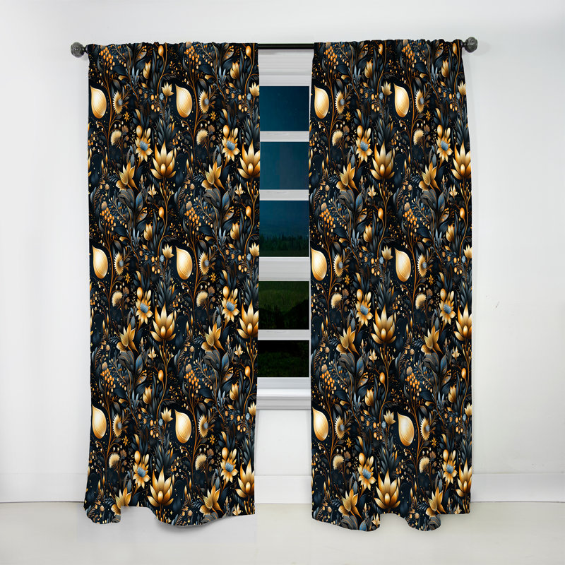 Motif bohème céleste bleu IV - Rideau bohème abstrait - Velours obscurcissant - 1 panneau, L 52 po x L 84 po