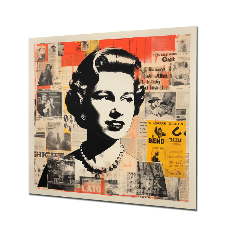 Pop Art Queen Elizabeth S Magazine II - célébrité, art mural en métal, H 36 po x l 36 po