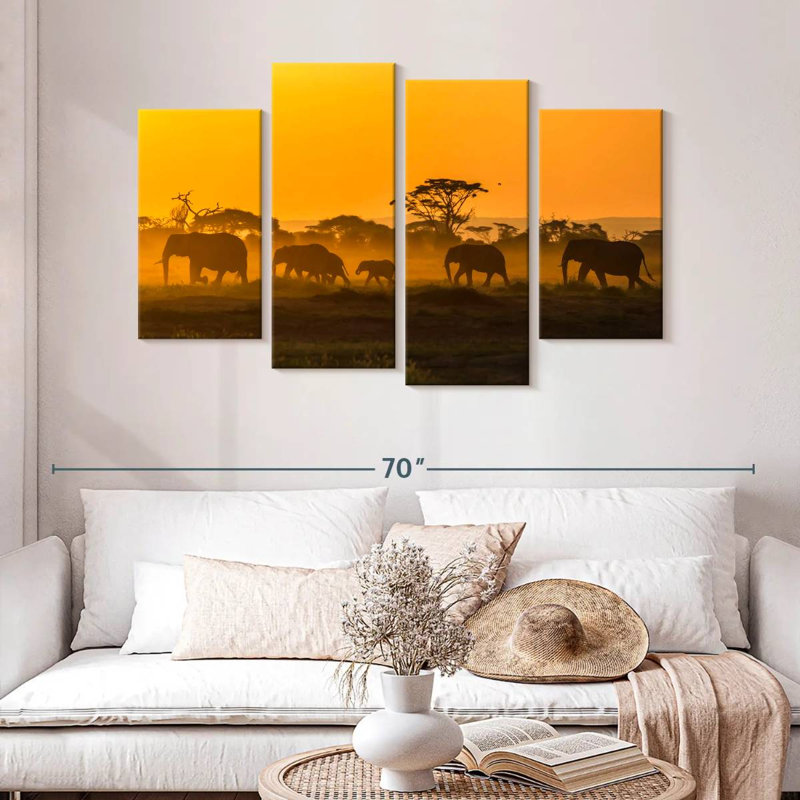 Brampt Amboseli Elephants, 32'' H x 52'' W