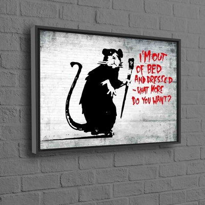 Street Art Inspired Out of Bed Rat Graffiti Design on Abstract Mouse Canvas for Contemporary Home Wall Decor