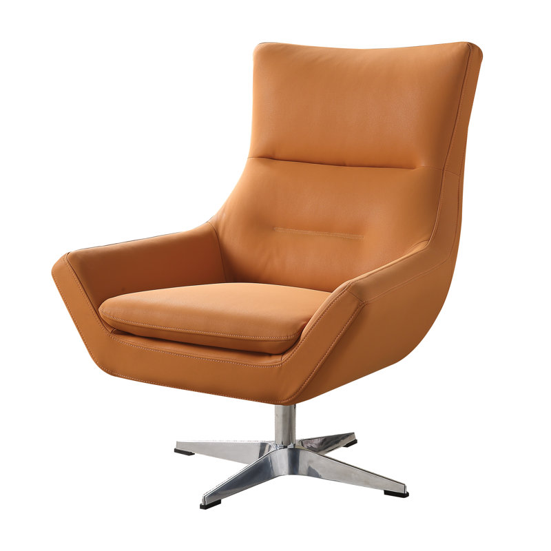 Fauteuil pivotant large de 34 po Boerger, Similicuir orange