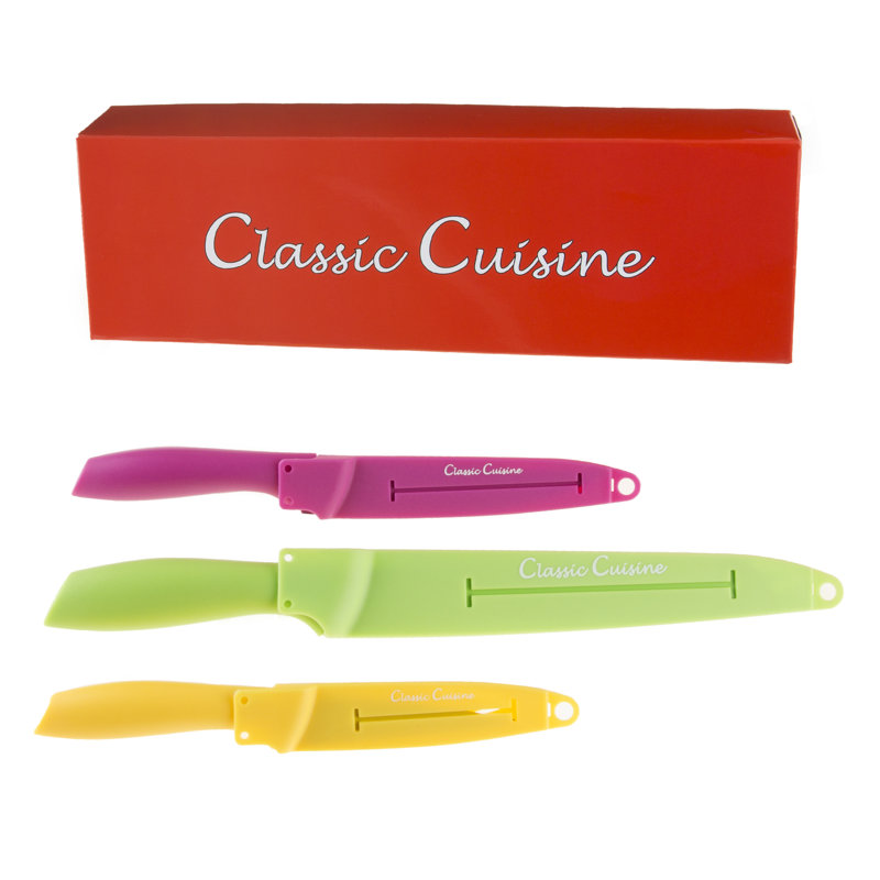 Knife Set - Colorful 14-Piece Stainless-Steel Cutting Knives with Sheaths Set - New Home Essentials by Classic Cuisine