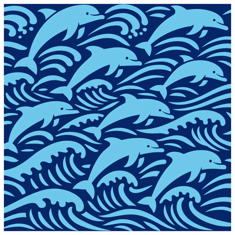Tapis de bain Blue Dolphins Waves, 34in W x 21in L
