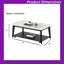 Table basse 48 po x P 26 po x H 19 po avec plateau en marbre, roulettes et tablette inférieure, structure en bois massif