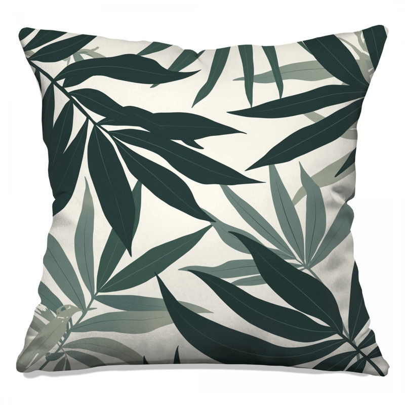 Tropical Leaves Pattern Double Sided Throw Pillows, 14 x 14 inches