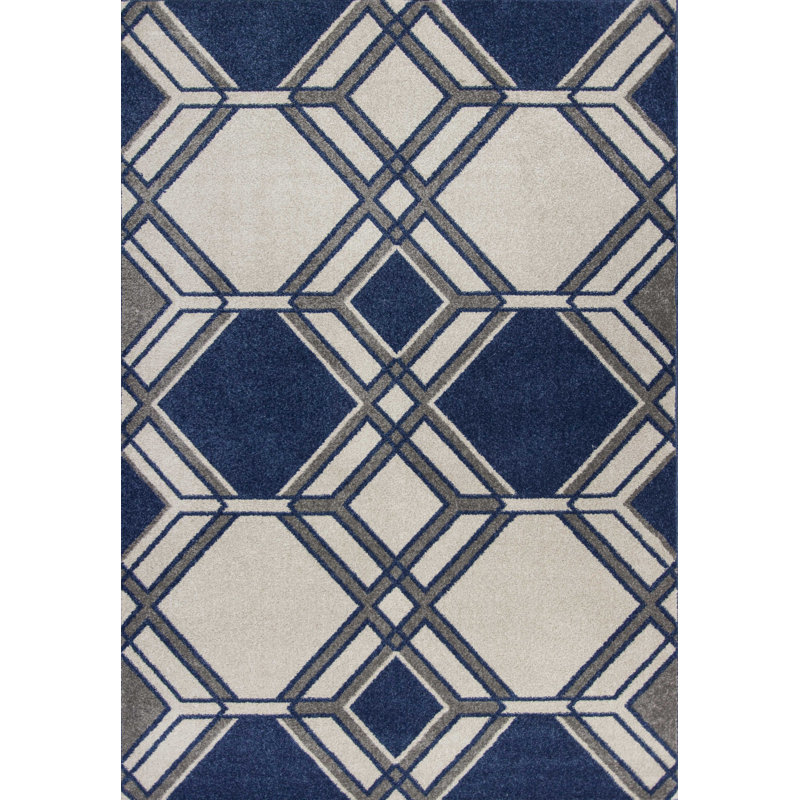 Tapis ivoire à motif géométrique, Rectangle 7'7" x 10'10"