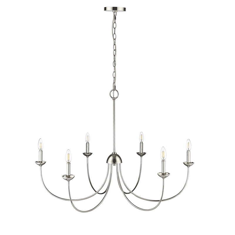 Huxley 6 - Light 29" Wide Dimmable Classic / Traditional Chandelier, Polished Nickel