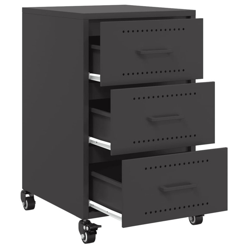 Aneyah 36cm W Steel Bedside Table, Black