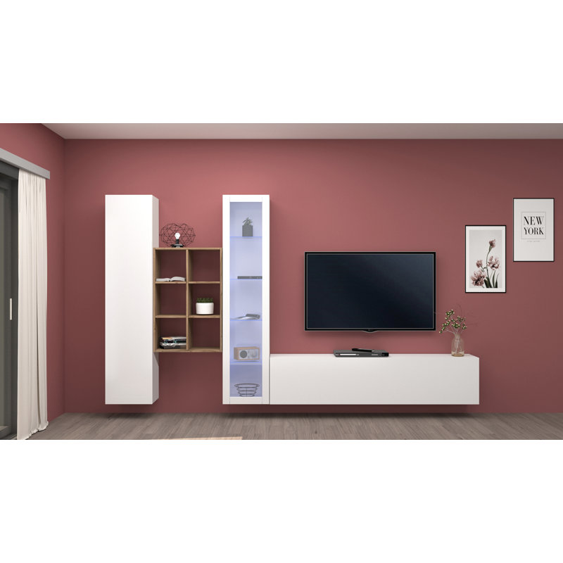 Maruska Unfinished Floating Entertainment Centre for TVs up to 70", White Glossy