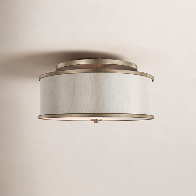 Elzira Linen Semi Flush Mount, Gold