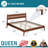 Callisto Queen Solid Wood Bed Frame with Headboard, 800 lb Capacity, Walnut-2118594611-2118594605