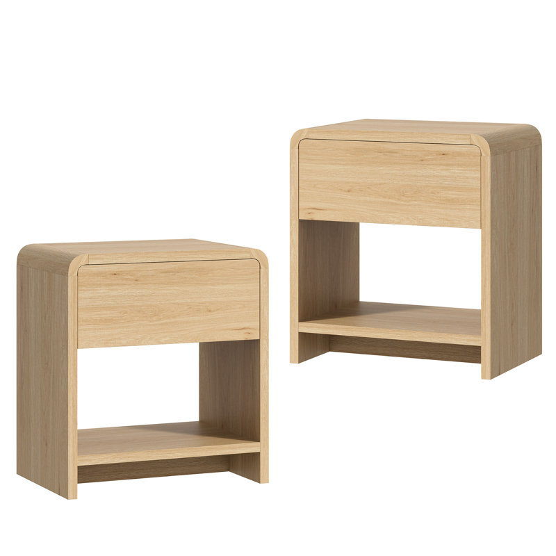 Dulane Modern Nightstand with Drawer Storage, Engineered Wood Construction, Tan
