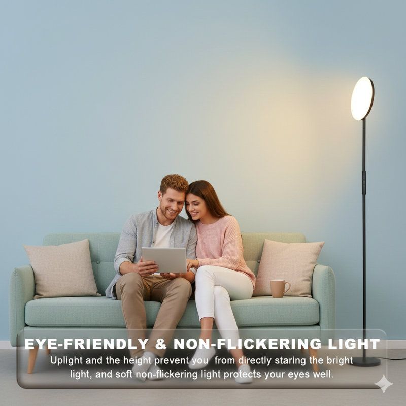 Floor Lamp, Upgraded 40W 4000LM Super Bright Torchiere LED Floor Lamps For Living Room, Stepless Dimmable Color Temperature 2700K-6500K With Remote & Touch Control, Standing Light For Bedroom Office