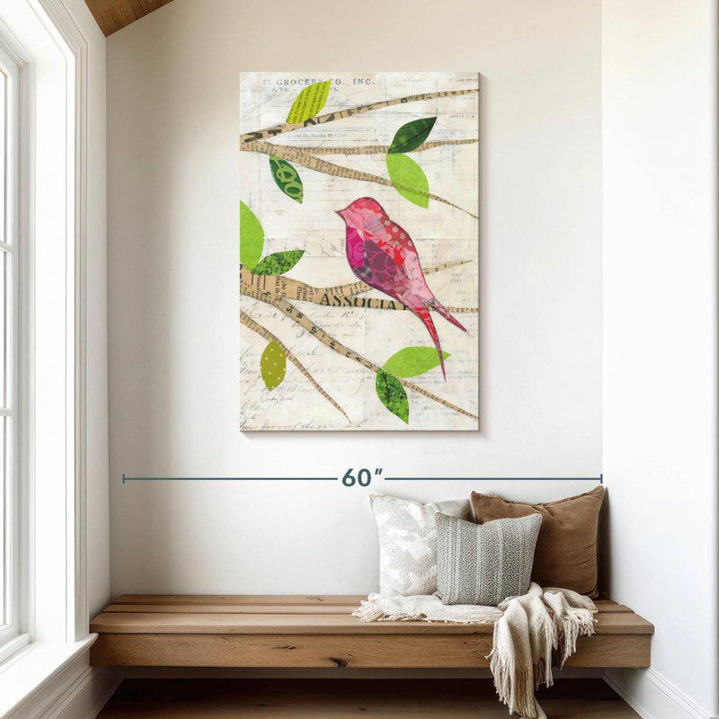 Brampt oiseaux au printemps IV, H 45 po x l 30 po