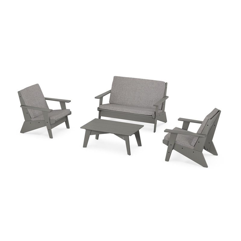 Riviera Modern Lounge 4-Piece Set, Grey Mist, Slate Grey