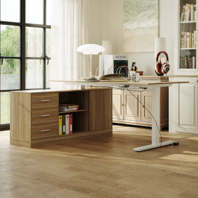 Cyril Adjustable L-shaped Metal Base Standing Desk