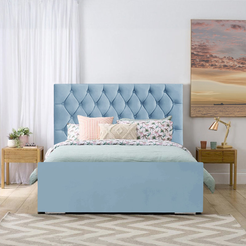 Theirry Upholstered Bed, Super King (6'), Blue