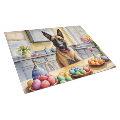 Decorating Easter Belgian Malinois Glass Cutting Board