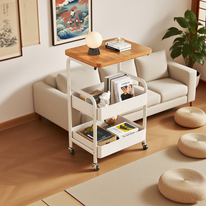 2-Tier Stainless Steel Rolling Cart With Drawer, Metal Utility Cart With Wheels, Salon Trolley Cart, Storage Cart, Bathroom Cart,  Anti-Tipping Storage Organizer