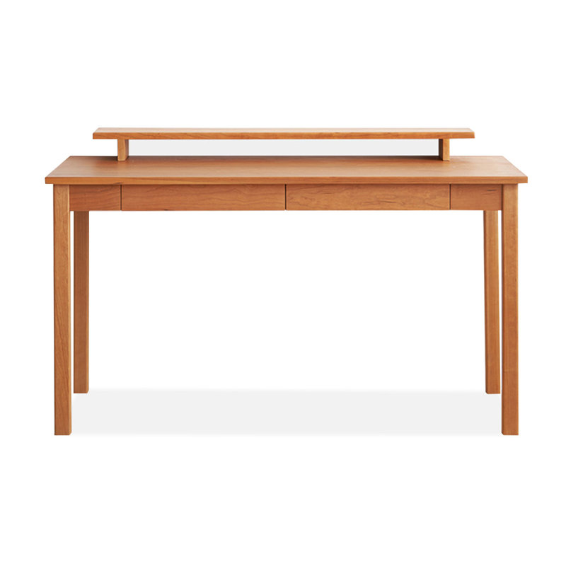 Rectangular Solid Wood with 2 drawers desk, 29.53" H x 55.12" W x 25.59" D, Brown