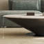 Table basse ovale en bois manufacturé en acier inoxydable noir Microlite