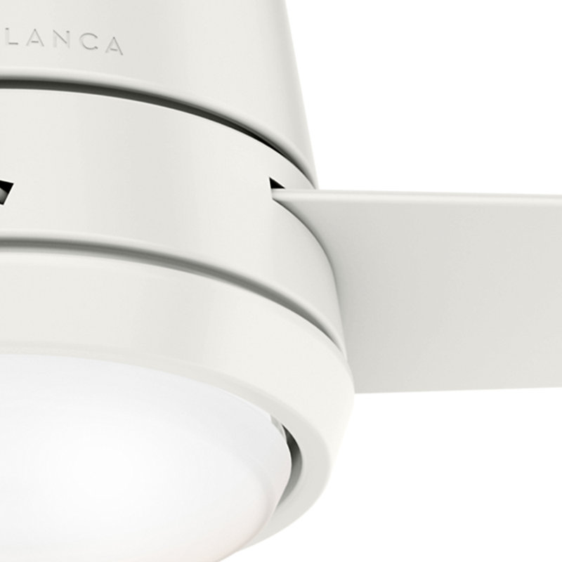 44" Commodus 3 - Blade LED Flush Mount Ceiling Fan with Wall Control and Light Kit Included, Fresh White