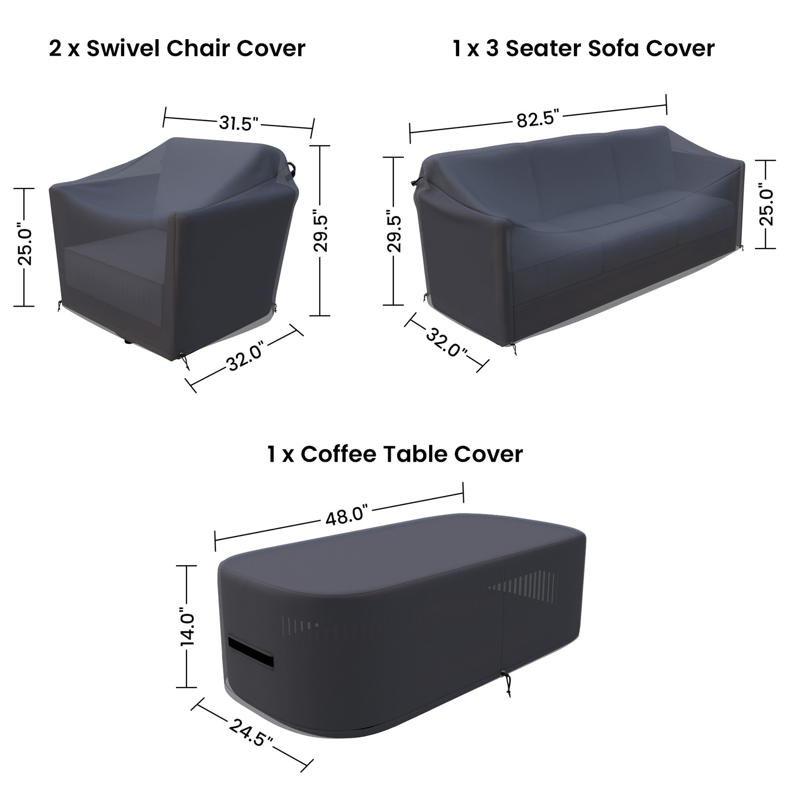 Aniston Outdoor Furniture Covers For 4-Piece Sofa Seating Group With Sunbrella Cushions