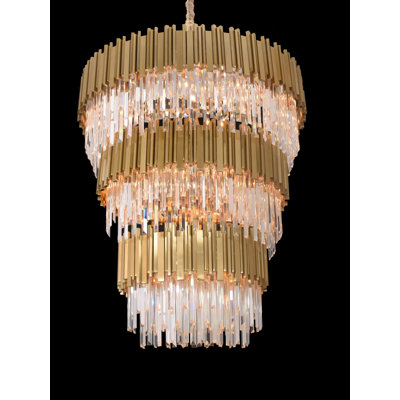 24 - Light Glass Dimmable Tiered Chandelier