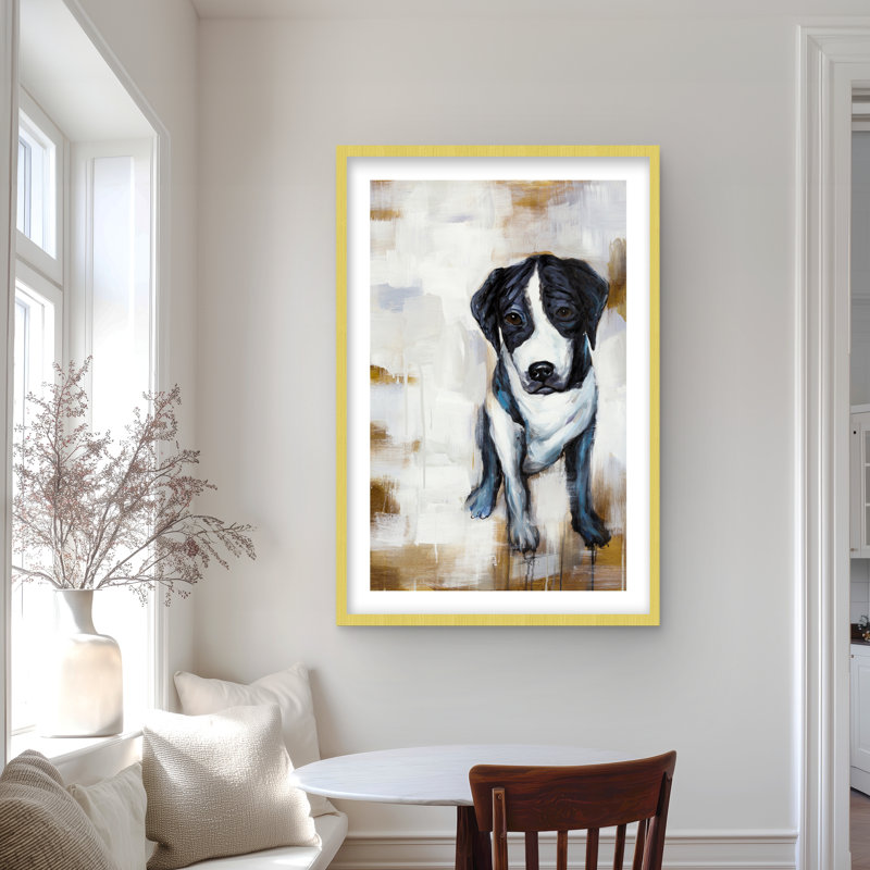 «Sitting Dog - Brown Animals», reproduction matte encadrée pour la décoration