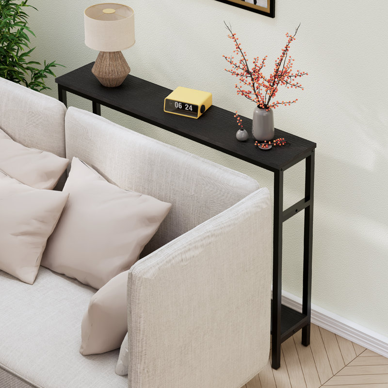 Table longue à 2 niveaux, noire, Noir, 31.5" H x 39.4" W x 7.9" D