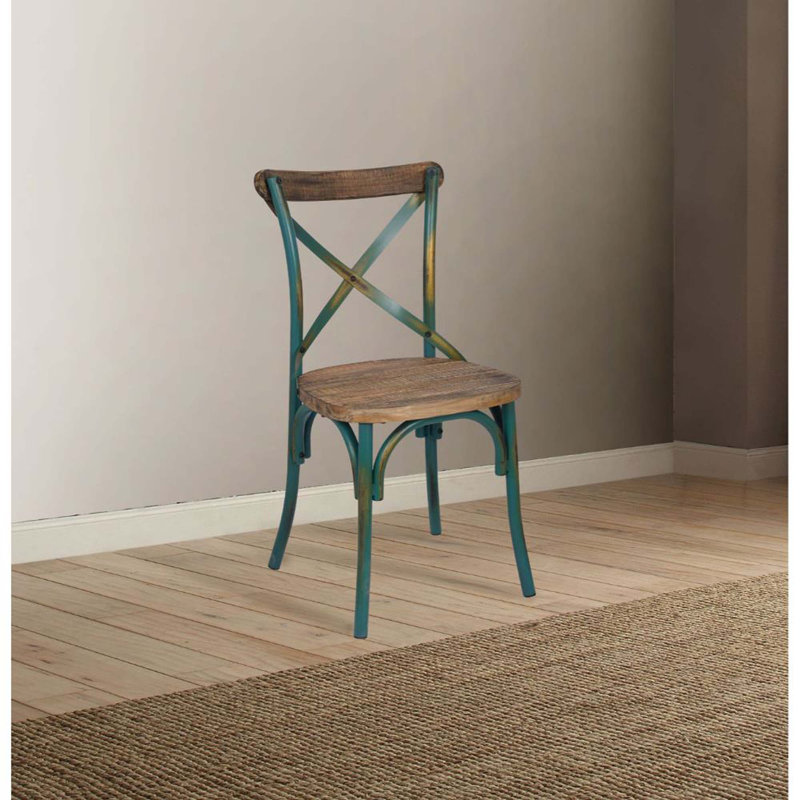 Chaise d'appoint à dossier croisé Djavad, Turquoise antique