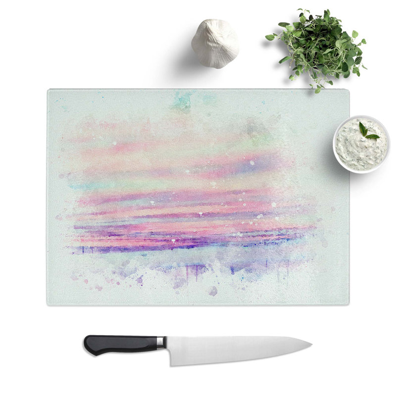 Tempered Glass Pastel Sky Chopping Board, 39 cm W x 28.5 cm L
