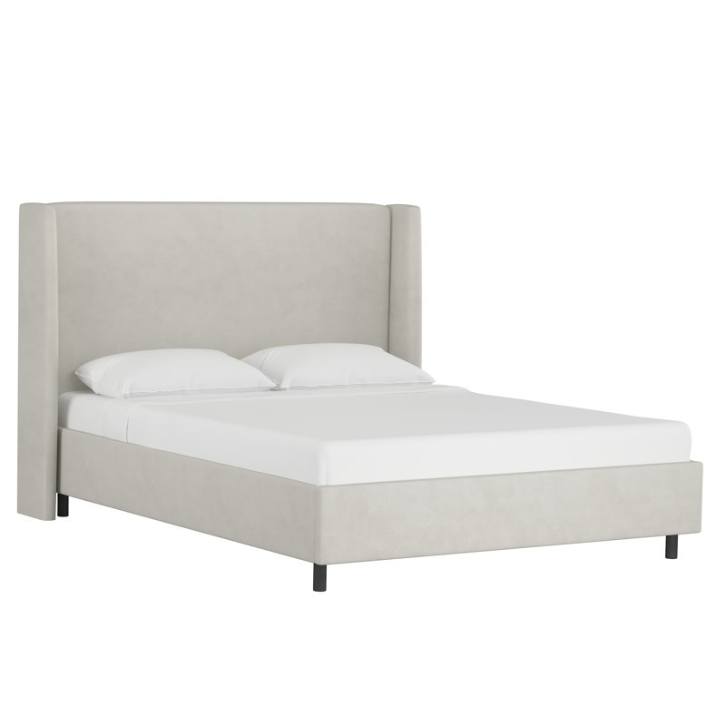 Tilly Upholstered Low Profile Platform Bed, Full, Bella Light Gray Performance Velvet