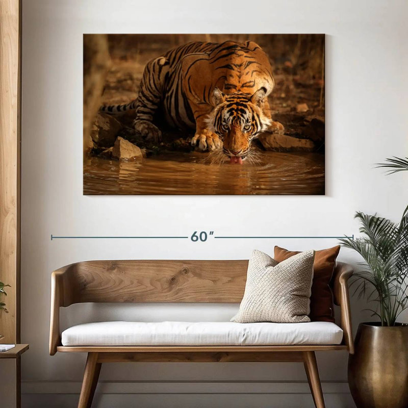 Brampt Drinking Wild Tiger, 32" H x 48" W